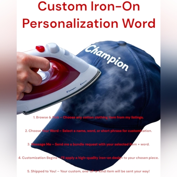 Custom Iron-On Personalized Shirt – Pick Your Cotton Clothing & Word - Picture 1 of 3